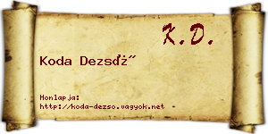 Koda Dezső névjegykártya