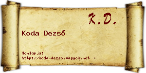 Koda Dezső névjegykártya
